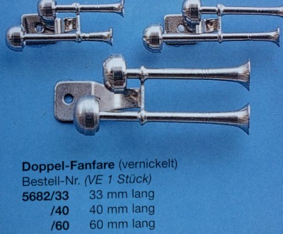 Doppelfanfare, vernickelt,  60 mm, 1 Stück