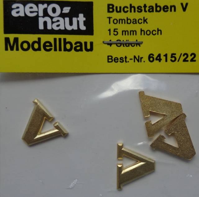 Buchstabe V. 15 mm, 4 Stück