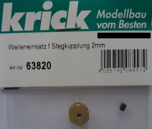 Welleneinsatz f.Stegkupplung Bohrung 2 mm
