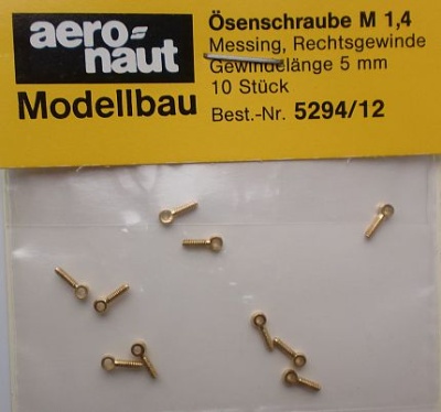 Ösenschrauben, Messing, Gewinde M 1,4 mm, 10 Stück