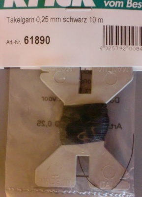 Takelgarn 0,25 mm schwarz, ( Mantua),10 Meter