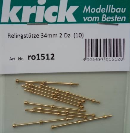 romarin by Krick Relingstütze 34mm 2 Durchzüge ro1512 10 Stück