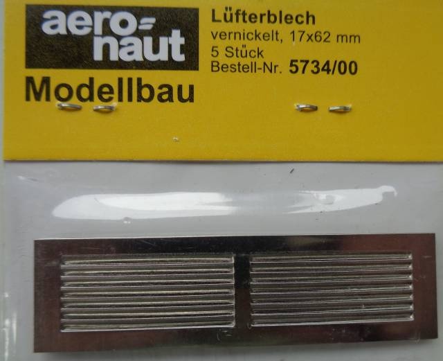 Lüfterblech, vernickelt, 17x62mm, 5 Stück
