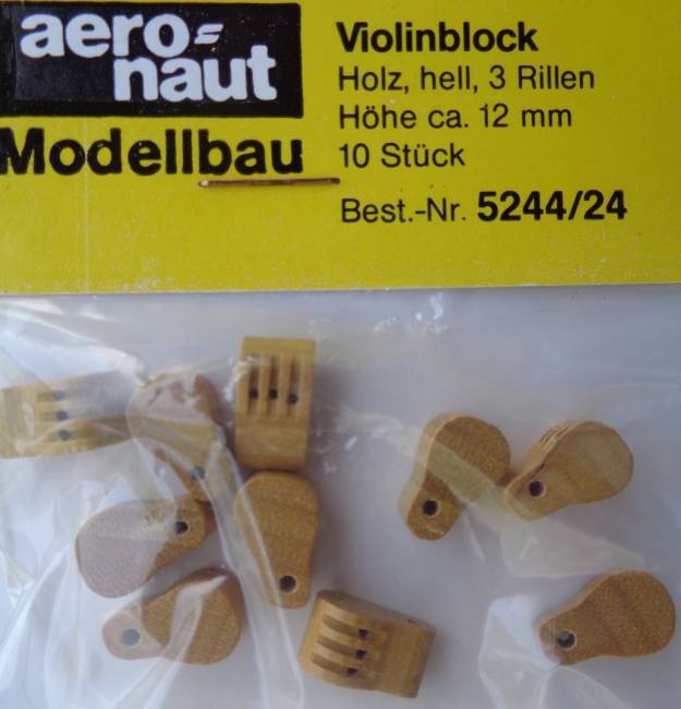 Violinblöcke, Holz, hell, mit 3 Rillen, 12 mm hoch, 10 Stück