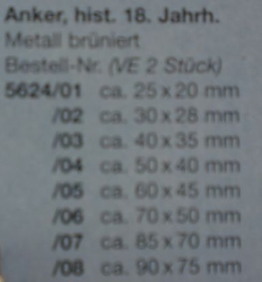 Anker, historisch, metall brüniert, 30  x 28 mm, 2 Stück
