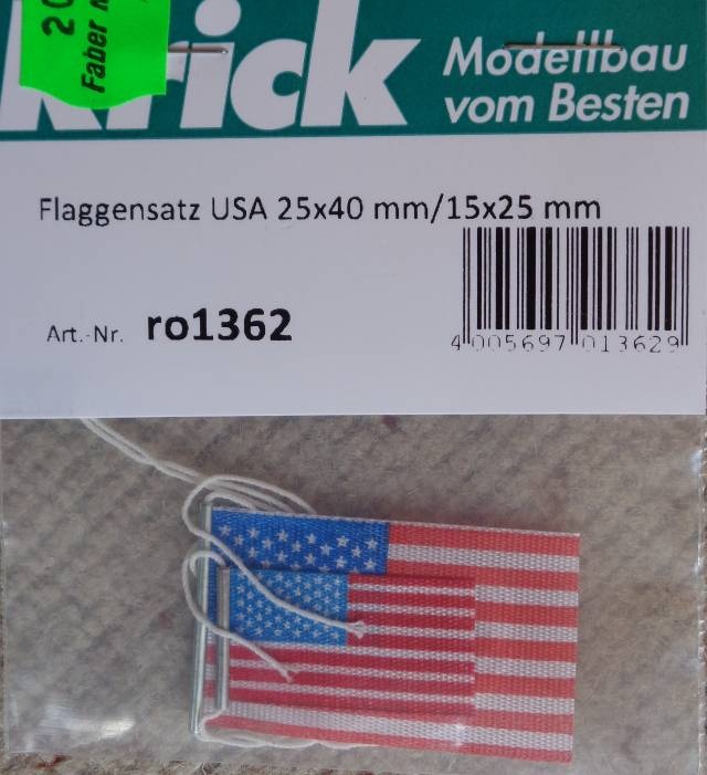 Flaggensatz USA, 2 Stück,  25x40 mm + 15x30 mm