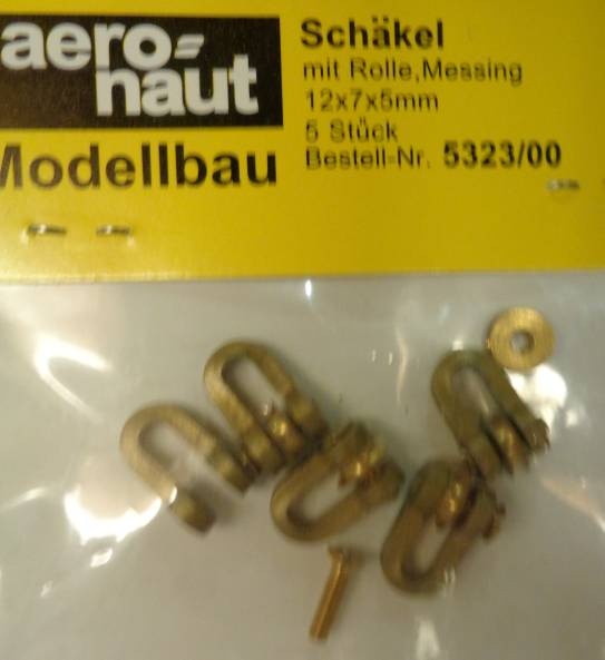 Schäkel MS (Metall) mit Rolle, 5 Stück, 12 x 7 x 5 mm