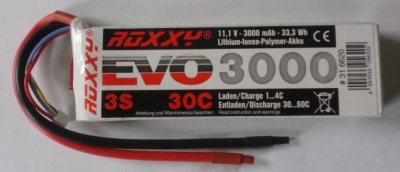 LiPo-Akku ROXXY® Evo 6-2600 30C, L/B/H 107x33x57mm, 438 g