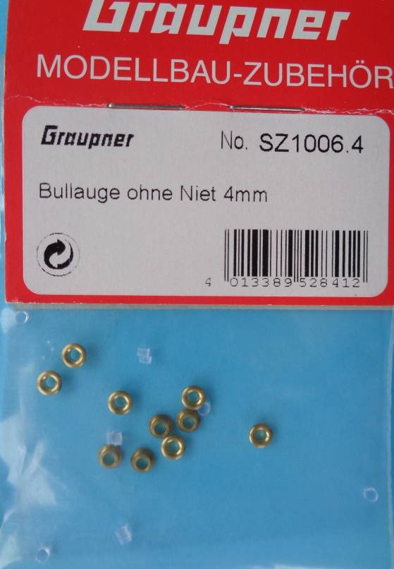 Bullauge ohne Niet, Außen-Ø 4 mm, 10 Stück, 3x vorr.