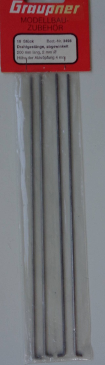 Drahtgestänge, abgewinkelt, 200 mm lg., Ø 2 mm, 4 Stück