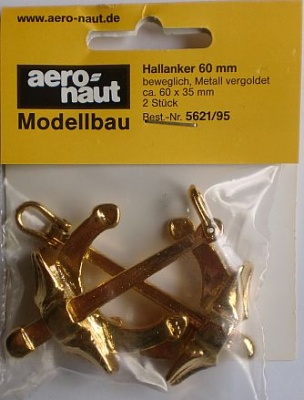 Hallanker, beweglich, Metall vergoldet, 60 mm