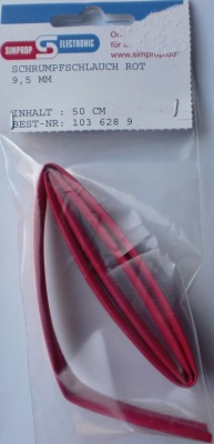 SCHRUMPFSCHLAUCH - ROT -,    9,5 mm