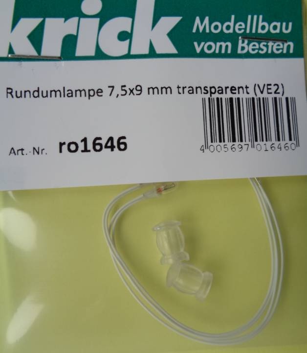 Rundumlampe 7,5x9 mm transparent, 2 Stück