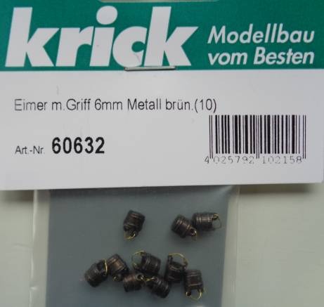 Eimer mit Griff , Höhe 6 mm,  Ø 5 mm, Metall brüniert, 10 St