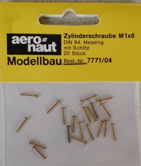 ZYL-Schrauben. Messing, Maße: M 1 x  8 mm