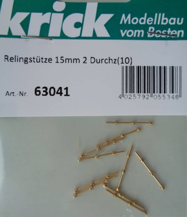 Relingstütze 15mm 2 Durchz(10 Stück)