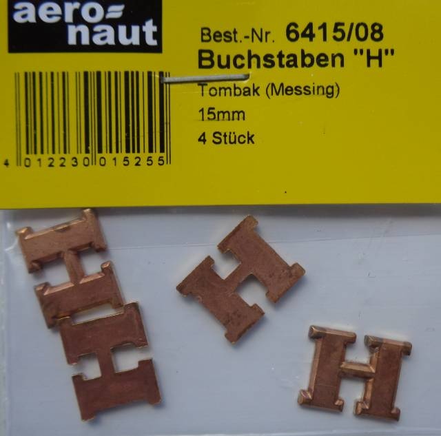 Buchstabe H. 15mm, 4 Stück