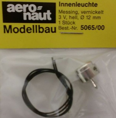 Innenleuchte 3V, Ø 12 mm, messing vernickelt, hell, 1 Stück