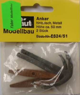 Anker, historisch, metall, Höhe 47 mm, Breite 37 mm, 2 Stück