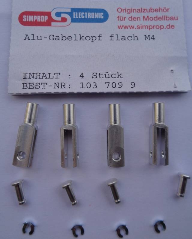 ALU-Gabelkopf, flach, M 4,  4 Stück  - NEU -