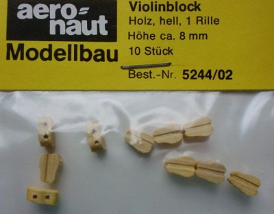 Violinblöcke, Holz, hell, mit 1 Rille, 8 mm hoch, 10 Stück