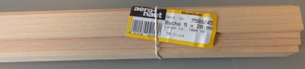 BUCHEN-Vierkantleisten  5 x 20 mm, 1 m lang, 10 Stück