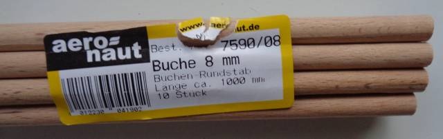 Buchenrundstäbe  Ø 8 mm,  1 m lang