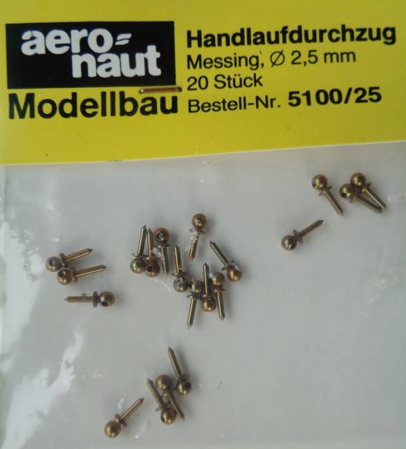 Handlaufstützen , messing, Durchm. 2,5mm, 20 Stück