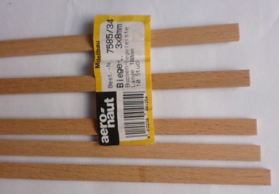 5 Stück Biegeleisten Buche   3 x 8 mm, 1 m lang
