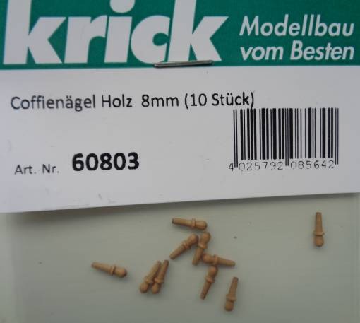 Coffienägel, Holz, Nussbaum,  8 mm, 10 Stück