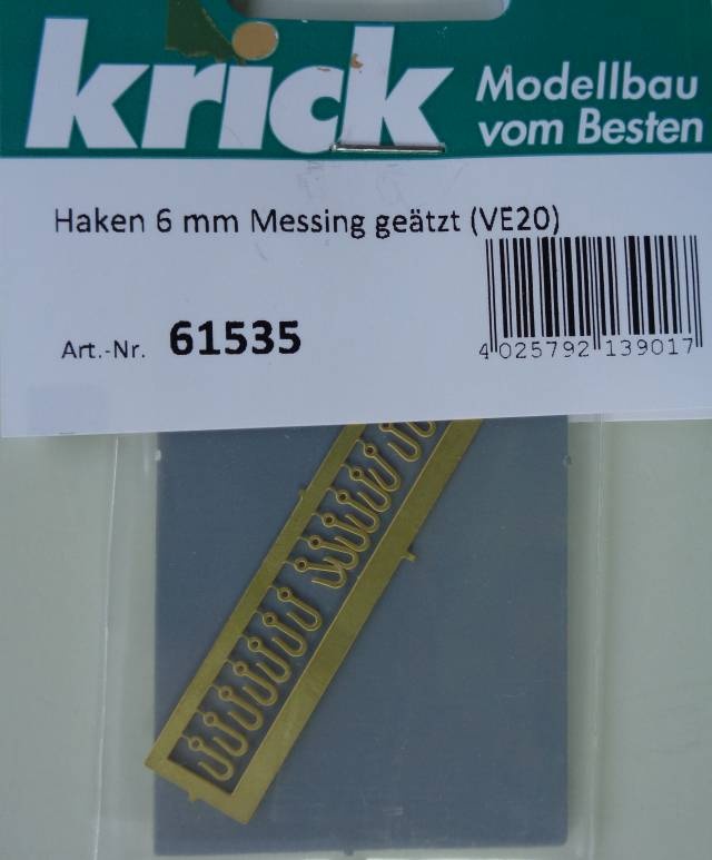 Haken 6 mm Messing geõtzt (VE