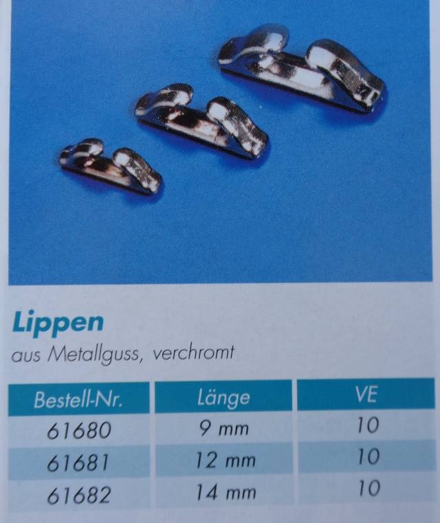 Lippe Chrom Metall 12mm, 10 Stück