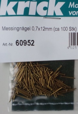 Messingnägel 0,7x12mm (ca 100 Stck.)