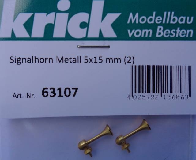 Signalhorn Metall, messingfarbig,  5 x 15 mm, 2 Stück