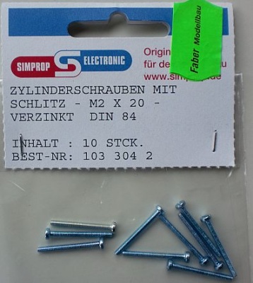 ZYL.-SCHRAUBEN mit Schlitz, M 2 X 20 mm, stahl verzinkt