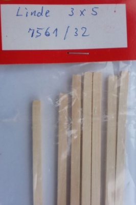 LINDE-Vierkantleisten  3 x 5 mm, 1 m lang, 10 Stück