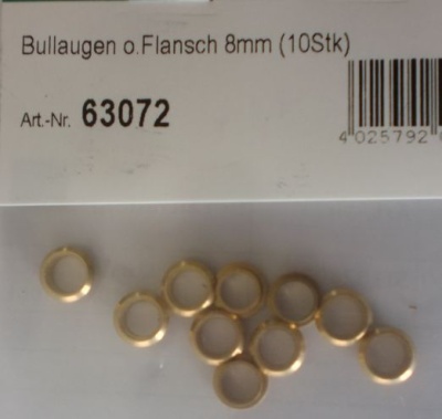 Bullaugen o.Flansch 8mm (10Stück)