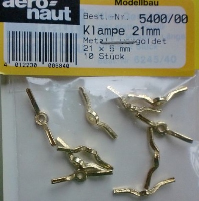 Klampen, messing, 21 x 5 x 1,8 mm, 10 Stück