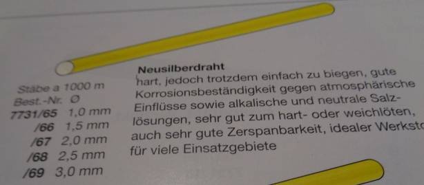 Neusilberdraht, Ø 1,5 mm, Länge: 1 m, 1 Stück