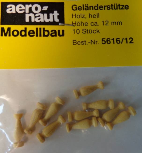 Geländerstützen (Holz) hell, 12 mm hoch, 10 Stück