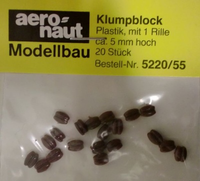 Klumpblock (Plastik), Höhe 5 mm, 1 Rille, 20 Stück