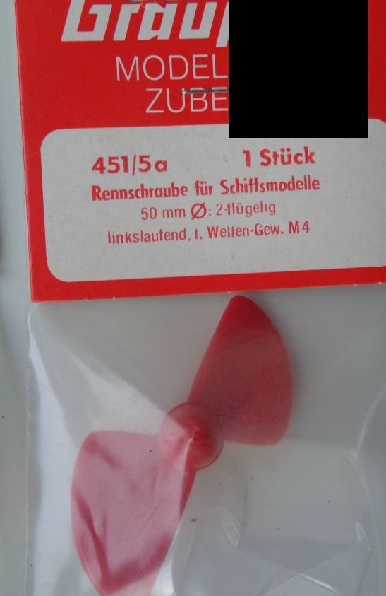 Rennschdraube Ø 50 mm, 2-flüglig, linkslaufend, f. Welle M 4