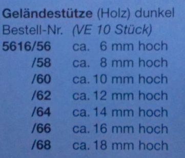 Geländerstützen (Holz) dunkel, 8 mm hoch, 10 Stück