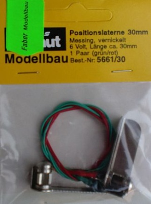 Positionslaternen, vernickelt, 30 mm, 3 Volt,1 Paar=grün/rot