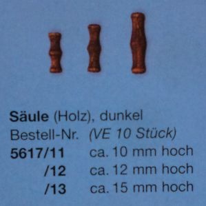 Säulen Holz dunkel, 10 mm, 10 Stück
