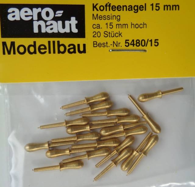 Koffeenägel (Messing),  15  mm, 20 Stück