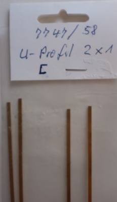 Messing-U-Profile 2x1, je 1 m lang