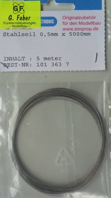 Stahlseil 0,5 mm x 5000 mm, (5 m lang)