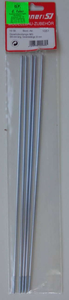 Gewindestange M3x300mm , 5 Stück  - Restbestand  /1.7.22