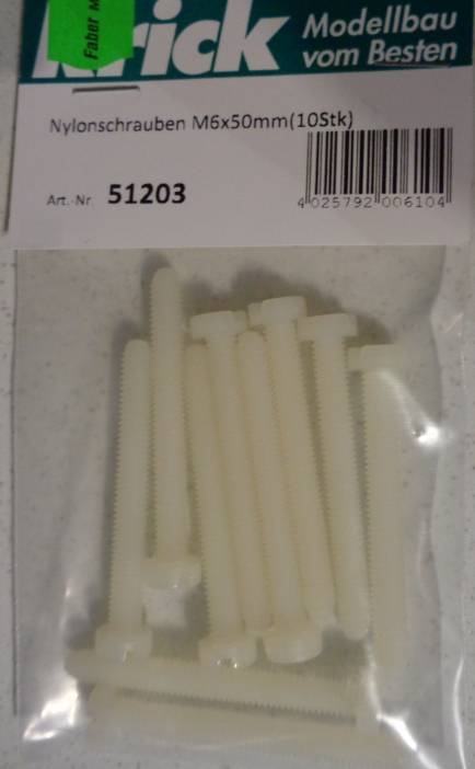 Nylonschrauben M6x50mm(10Stk)